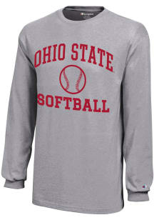 Champion Ohio State Buckeyes Youth Grey Softball Core Long Sleeve T-Shirt
