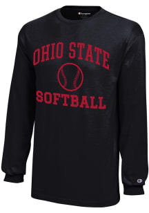 Champion Ohio State Buckeyes Youth Black Softball Core Long Sleeve T-Shirt