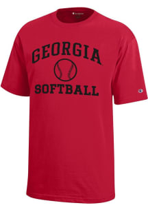 Champion Georgia Bulldogs Youth Red Softball Core Short Sleeve T-Shirt
