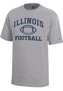 Champion Illinois Fighting Illini Youth Grey Football Core Short Sleeve T-Shirt