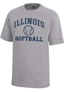 Champion Illinois Fighting Illini Youth Grey Softball Core Short Sleeve T-Shirt