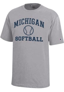 Champion Michigan Wolverines Youth Grey Softball Core Short Sleeve T-Shirt