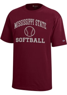 Champion Mississippi State Bulldogs Youth Maroon Softball Core Short Sleeve T-Shirt