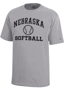 Champion Nebraska Cornhuskers Youth Grey Softball Core Short Sleeve T-Shirt