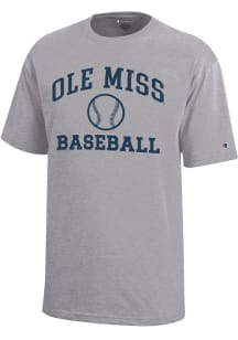 Champion Ole Miss Rebels Youth Grey Baseball Core Short Sleeve T-Shirt