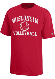 Champion Wisconsin Badgers Youth Red Volleyball Core Short Sleeve T-Shirt