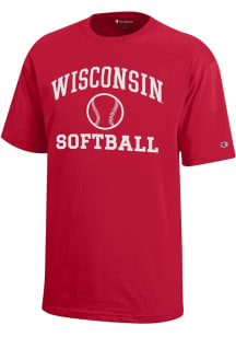 Champion Wisconsin Badgers Youth Red Softball Core Short Sleeve T-Shirt