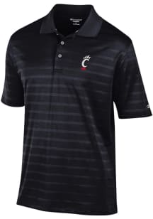 Champion Cincinnati Bearcats Mens Black Textured Solid Short Sleeve Polo