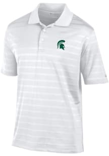 Champion Michigan State Spartans Mens White Textured Solid Short Sleeve Polo