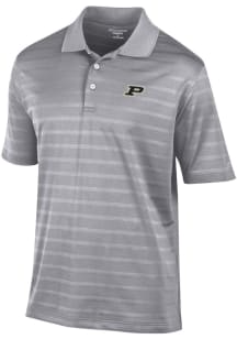 Champion Purdue Boilermakers Mens Grey Textured Solid Short Sleeve Polo