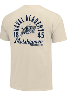 Navy Midshipmen Ivory MASCOT OVERLAY Short Sleeve T Shirt