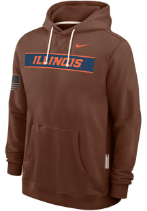 Nike Illinois Fighting Illini Mens Brown Military Appreciation DriFit Long Sleeve Hoodie