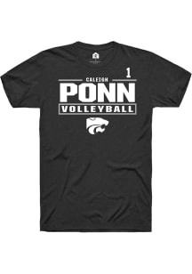 Caleigh Ponn K-State Wildcats Black NIL Stacked Box Short Sleeve Player T Shirt