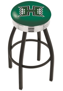 Hawaii Warriors 3 Ring Chrome Seat Pub Stool - Black
