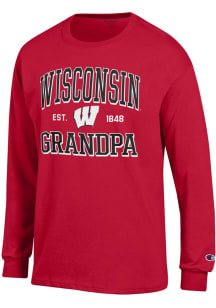 Champion Wisconsin Badgers Red Est. Date Grandpa Jersey Long Sleeve T Shirt