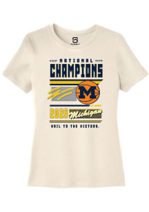 Summit Sportswear Michigan Wolverines Womens Natural MBB National Champs 2026 Magazine Short Sleev..