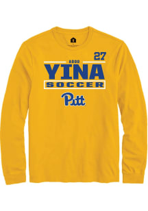 Adoo Yina Pitt Panthers Gold NIL Stacked Box Long Sleeve Player T Shirt