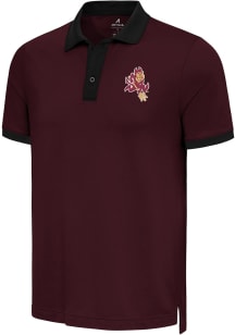 Antigua Arizona State Sun Devils Mens Maroon Noble Colorblock Short Sleeve Polo