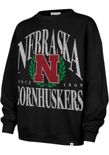 47 Nebraska Cornhuskers Womens Black Pitchout Crew Sweatshirt