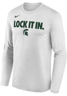 Nike Michigan State Spartans White Basketball Postseason Bench Long Sleeve T-Shirt