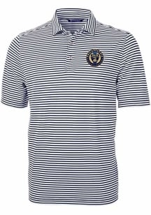Cutter and Buck Philadelphia Union Mens Navy Blue Virtue Eco Pique Stripe Short Sleeve Polo