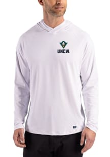 Cutter and Buck UNCW Seahawks Mens White Prospect Eco Long Sleeve Hoodie