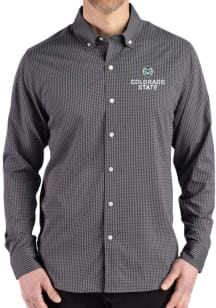 Cutter and Buck Colorado State Rams Mens Black Gingham LS Woven Long Sleeve Dress Shirt