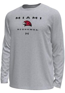 Under Armour Miami RedHawks Grey Straight Name Tech Stretch Long Sleeve T-Shirt