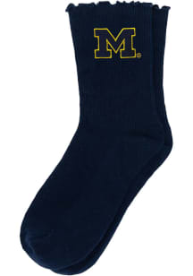 Michigan Wolverines Lettuce Hem Womens Quarter Socks