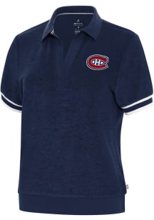 Antigua Montreal Canadiens Womens Navy Blue Favorite Short Sleeve Polo Shirt