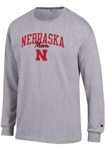Champion Nebraska Cornhuskers Grey Mom Script Jersey Long Sleeve T Shirt