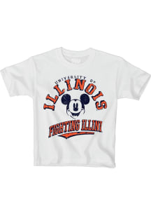 Blue 84 Illinois Fighting Illini Youth White Mickey Short Sleeve T-Shirt