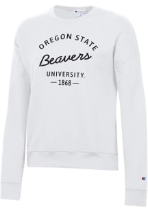 Champion Oregon State Beavers Womens White Powerblend Crew Sweatshirt