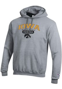 Champion Iowa Hawkeyes Mens Grey Pill Box Grandma Powerblend Long Sleeve Hoodie