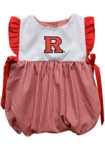 Vive La Fete Rutgers Scarlet Knights Baby Girls Red Gingham Bubble Short Sleeve Dress