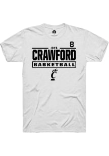 Joya Crawford Cincinnati Bearcats White NIL Stacked Box Short Sleeve Player T Shirt
