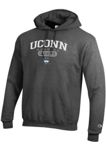 Champion UConn Huskies Mens Charcoal Pill Box Grandpa Powerblend Long Sleeve Hoodie