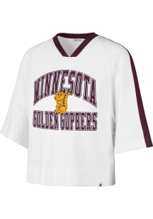 47 Minnesota Golden Gophers Womens White Drop Needle Short Sleeve T-Shirt