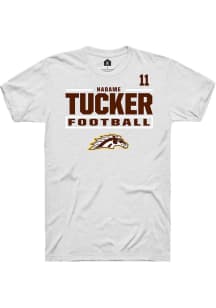 Nadame Tucker Western Michigan Broncos White Football NIL Stacked Box Short Sleeve Player T Shirt