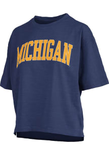 Pressbox Michigan Wolverines Womens Navy Blue Banner Elk Jersey Short Sleeve T-Shirt