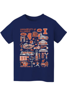 Vive La Fete Illinois Fighting Illini Youth Navy Blue Impressions Short Sleeve T-Shirt