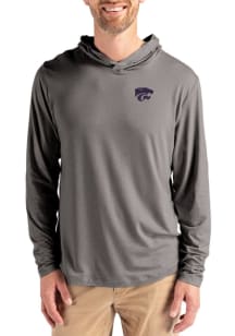 Cutter and Buck K-State Wildcats Mens Graphite Coastline Eco Long Sleeve Lightweight Hoodie