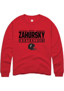 Devyn Zahursky  Rally Cincinnati Bearcats Mens Red NIL Stacked Box Long Sleeve Crew Sweatshirt