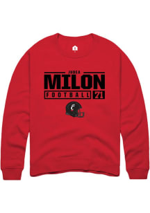 Judea Milon  Rally Cincinnati Bearcats Mens Red NIL Stacked Box Long Sleeve Crew Sweatshirt