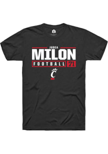Judea Milon  Cincinnati Bearcats Black Rally NIL Stacked Box Short Sleeve T Shirt