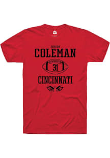 Simeon Coleman  Cincinnati Bearcats Red Rally NIL Sport Icon Short Sleeve T Shirt