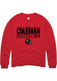 Simeon Coleman  Rally Cincinnati Bearcats Mens Red NIL Stacked Box Long Sleeve Crew Sweatshirt