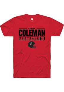 Simeon Coleman  Cincinnati Bearcats Red Rally NIL Stacked Box Short Sleeve T Shirt