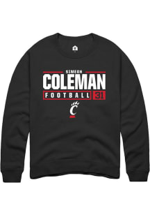 Simeon Coleman  Rally Cincinnati Bearcats Mens Black NIL Stacked Box Long Sleeve Crew Sweatshirt