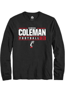 Simeon Coleman  Cincinnati Bearcats Black Rally NIL Stacked Box Long Sleeve T Shirt